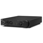 Sennheiser HDV 820 Headphone Ampifier DAC with multiple input ports and large volume knob on black chassis