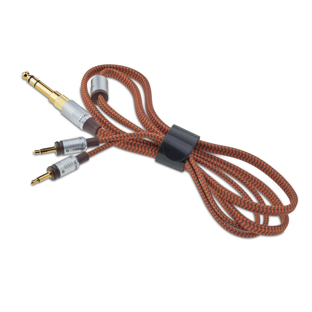 Replacement audio cable with gold-plated connectors for Focal Stellia Closed-Back Dynamic Headphones on white background