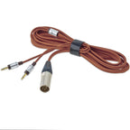 Replacement audio cable with brown braided design for Focal Stellia Closed-Back Dynamic Headphones on white background