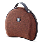 Carrying case for Focal Stellia Closed-Back Dynamic Headphones in brown fabric with black handle and zipper closure
