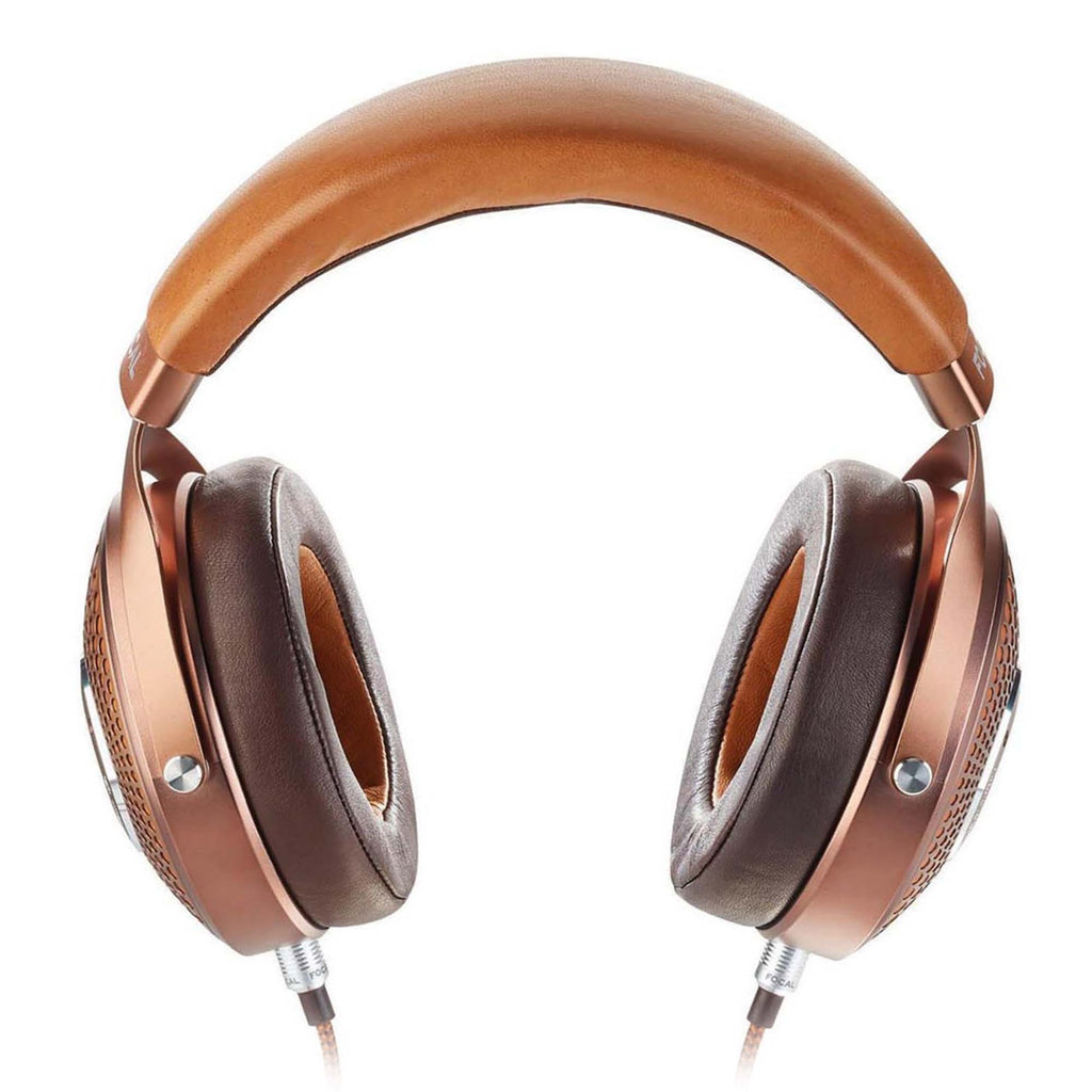 Focal Stellia Closed-Back Dynamic Headphones with brown leather headband and cushioned ear cups on white background