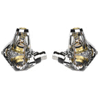 Campfire Trifecta - Flagship IEM clear shell with visible gold internal components isolated on white background