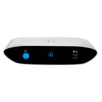 Front view of the white iFi Audio ZEN Air Blue Bluetooth DAC with digital display on a white background