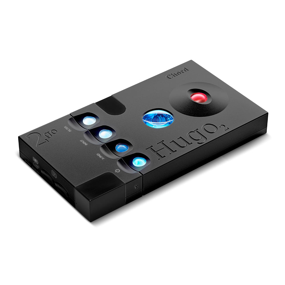 Chord 2Go Wireless Streamer with illuminated control buttons and digital display on a white background
