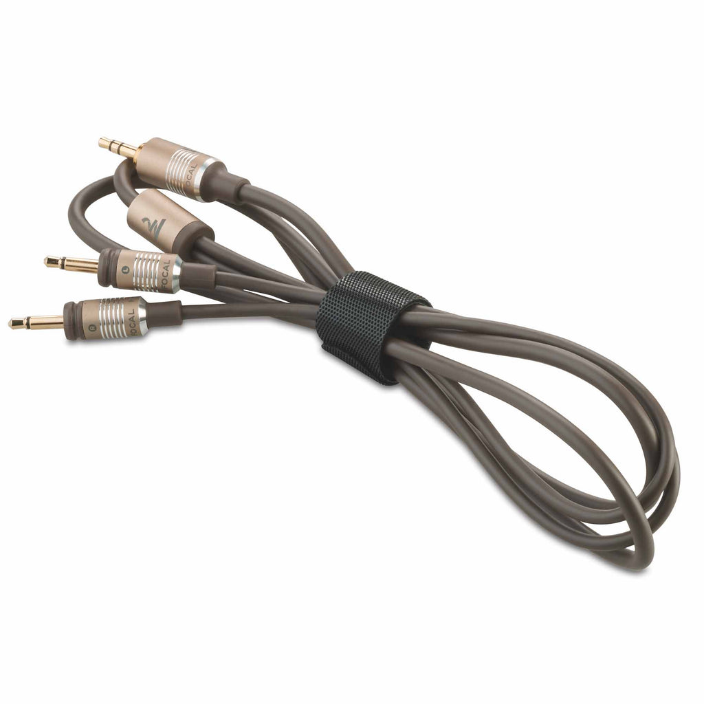 Focal Clear MG Open-Back Headphone replacement cable with multiple gold-plated connectors and black Velcro strap
