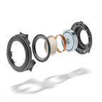 Exploded view of Focal Clear MG Open-Back Headphone driver components showcasing magnesium dome and internal parts