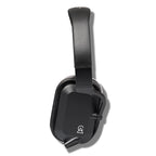 Side view of sleek black Campfire Cascade closed back headphones with rectangular ear cups and adjustable headband