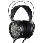 Dan Clark Audio Corina Reference Electrostatic Headphone with black open-back design and leather padded headband on white background