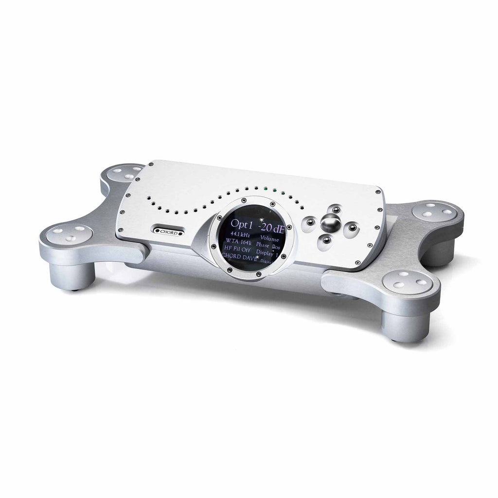 Chord DAVE DAC/Amp & Pre-Amplifier with digital display and control buttons on a white background