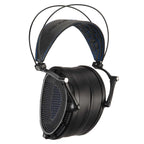 Dan Clark Audio Expanse open-back planar magnetic headphones with black ear cups and blue stitched headband on white background