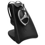 Meze Elite open back planar magnetic headphones with silver frame resting on a black headphone stand