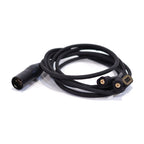 ES Lab ES-R10 Closed Back Dynamic Headphone replacement cable with black braided sheath and metal connectors on white background