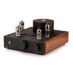 Feliks Audio Echo 2 Tube Headphone Amplifier with metal body and wooden side panels shown on white background