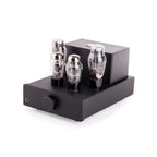 Feliks Audio Elise mk2 Tube Headphone Amplifier with four visible vacuum tubes and black metal chassis on white background