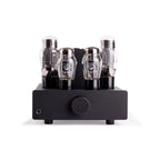 Front view of Feliks Audio Elise mk2 Tube Headphone Amplifier showing vacuum tubes and volume knob on white background