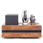 Feliks Audio Envy Tube Headphone Amplifier with wooden chassis and visible 300B tubes on white background