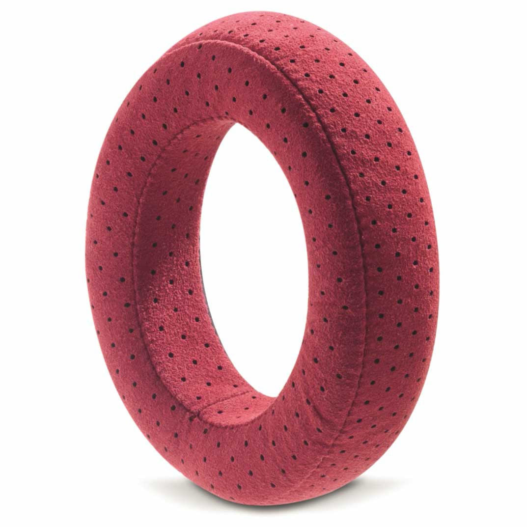 Focal Clear Professional Ear Pads in red perforated microfiber fabric for comfort and headphone replacement