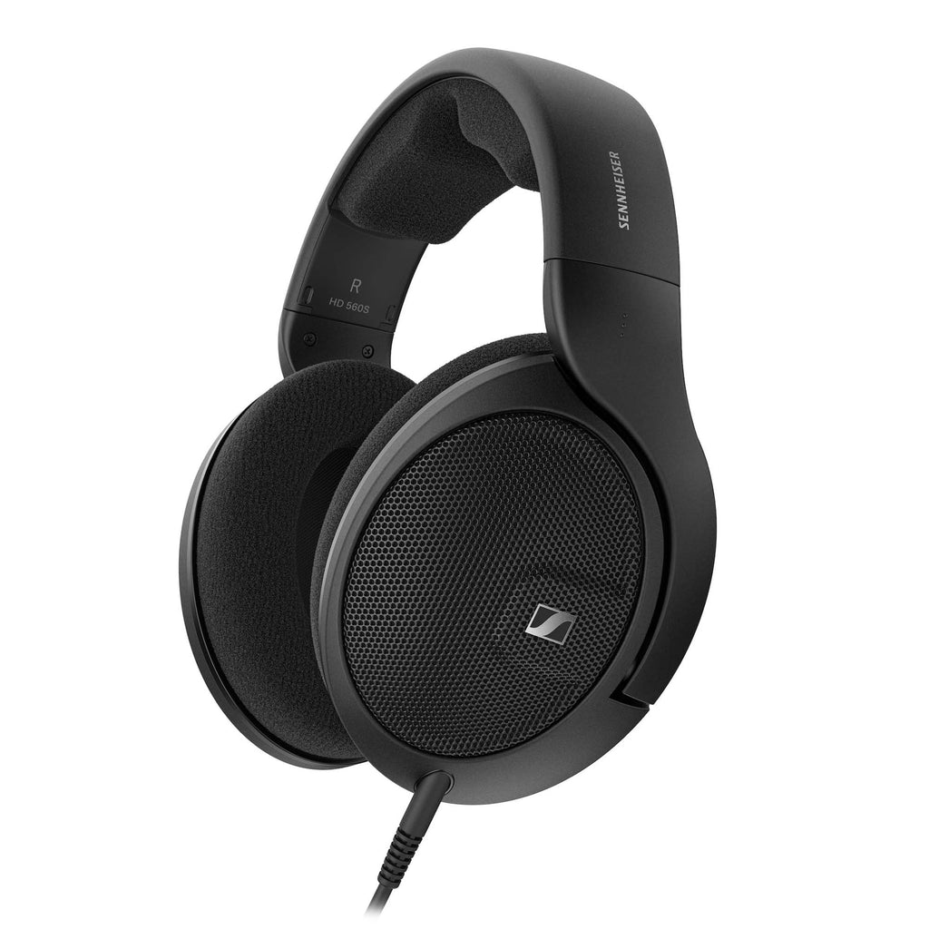 Sennheiser HD560S Open-Back Headphone in black with padded ear cups and mesh ear cup design on white background