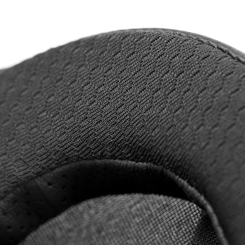 Close-up of the textured black fabric surface on HIFIMAN Pali Pads ear cushions for headphones