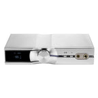 iFi Audio NEO iDSD Desktop DAC & Headphone Amp with volume knob digital display and headphone outputs on white background