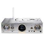 Front view of iFi Audio Pro iDSD Signature DAC / Streamer / Headphone Amp with illuminated display and control knobs