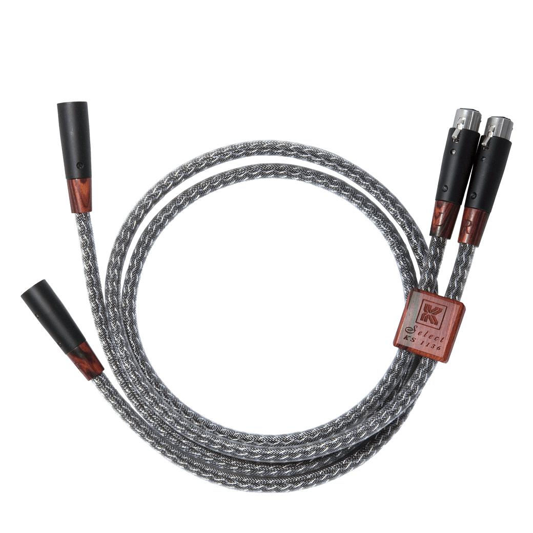 Kimber Kable Select 1136 Analog XLR Balanced Interconnect Cables (Pair) with braided design and wood details on connectors