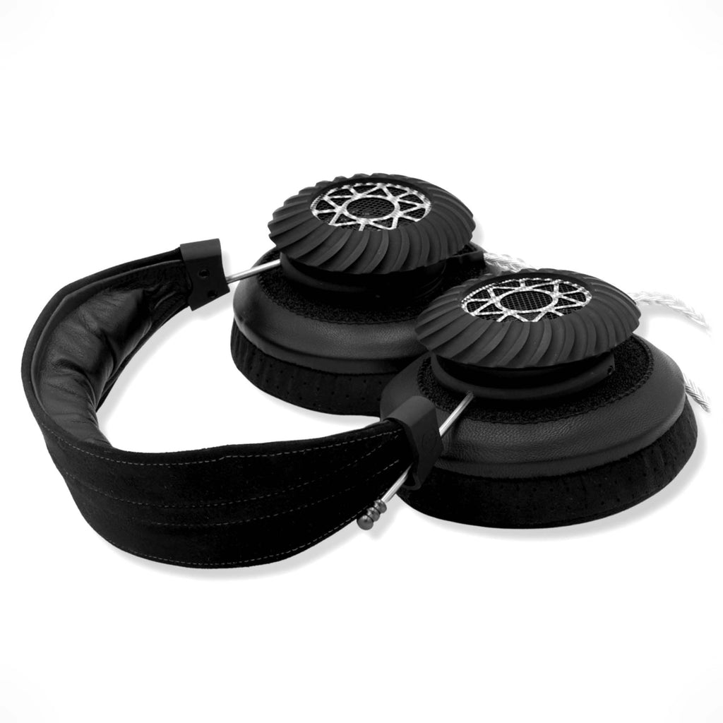 Spirit Torino Pulsar Aluminum open-back dynamic headphones with black cushioned ear pads and padded headband on white background