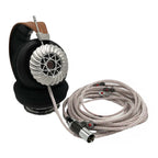 Spirit Torino Valkyria Titanium open back headphones with silver ear cups and braided cable on white background