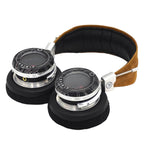 Spirit Torino Super Leggera 1706 open back headphones with silver accents and brown padded headband on white background