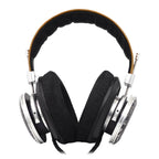Front view of Spirit Torino Twin Pulse 1706 open back dynamic headphones with plush ear pads and leather headband
