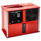Red Audio Desk Vinyl Cleaner Pro X with control panel, start button, and large cooling fan on a white background