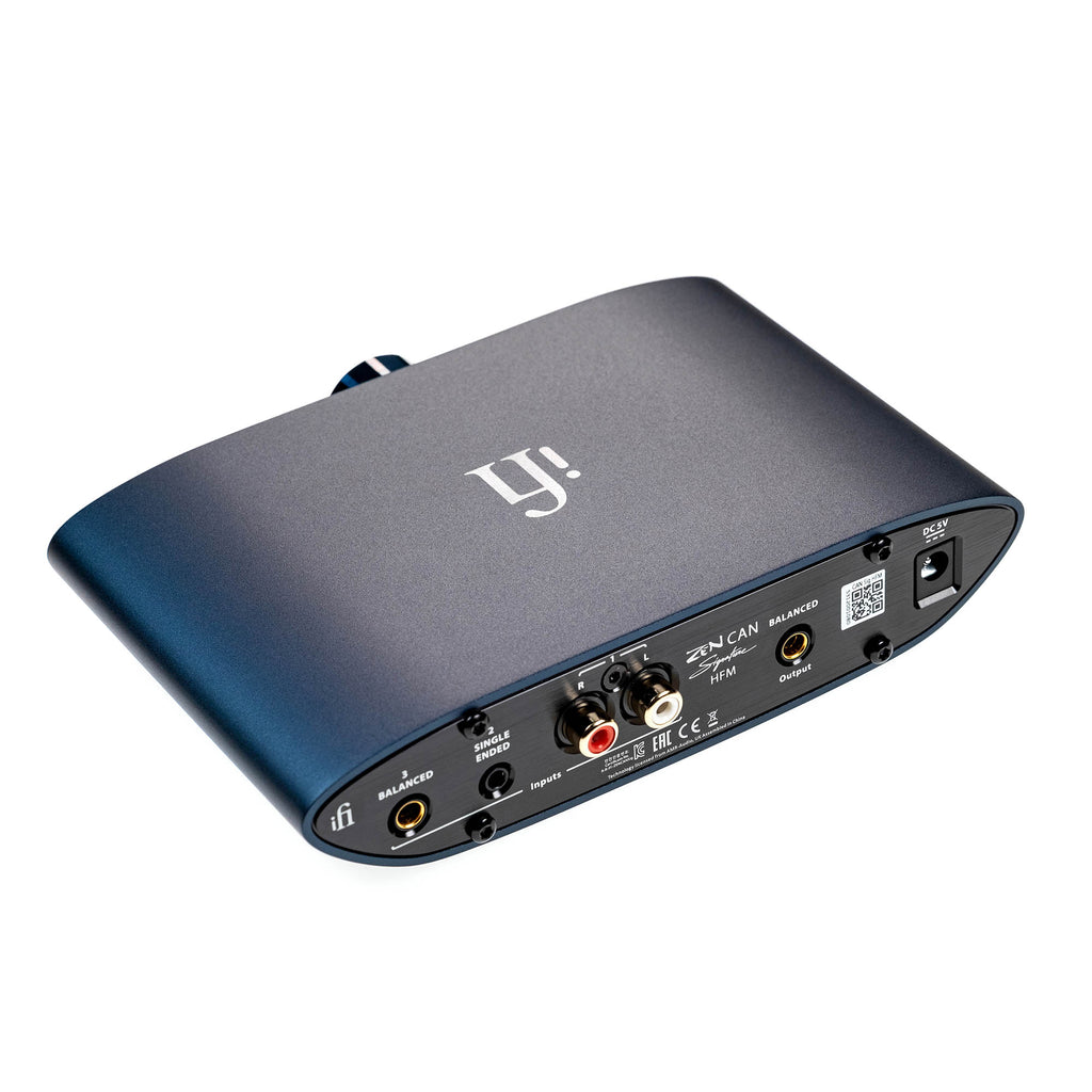iFi Audio ZEN CAN Signature HFM headphone amplifier showing rear panel inputs and balanced outputs on white background
