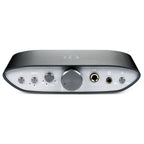 Front view of iFi Audio ZEN CAN Balanced Headphone Amp with control knobs and headphone jacks on silver panel