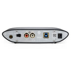Rear view of iFi Audio ZEN DAC V2 showing balanced output, RCA connectors, USB input, and power port on white background